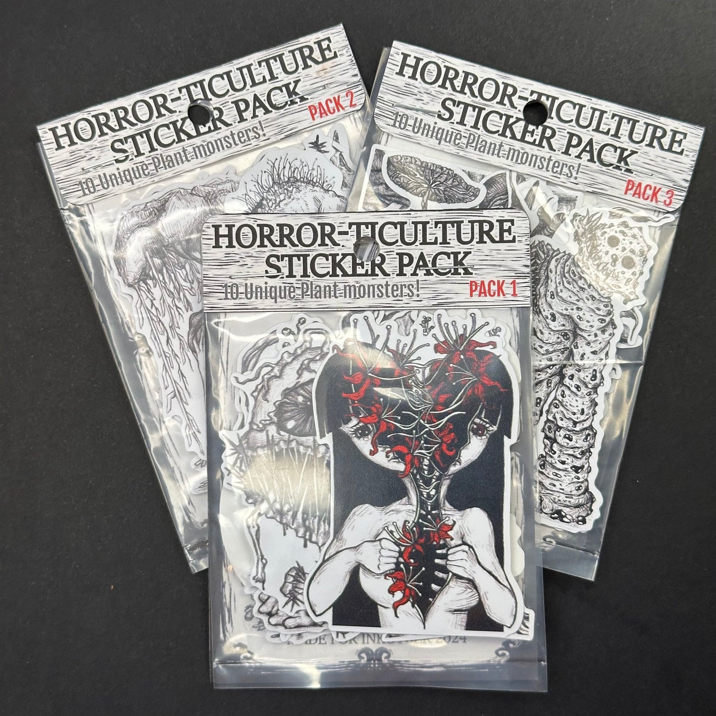 Plant Monster Sticker Pack, Creepy horror art inspired by plants