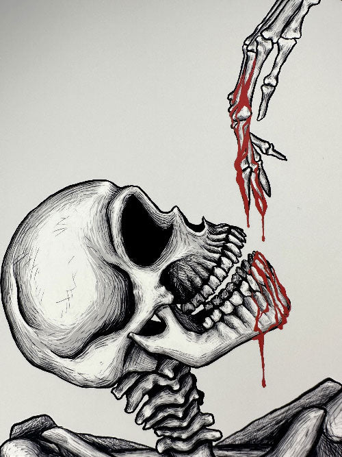 "Drip" skeleton inktober 2023 Art Print - owlieart