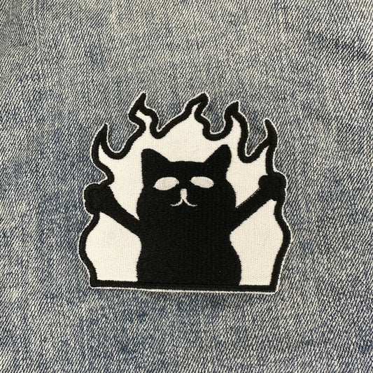 Fire Cat "Fire Elmo" Meme Patch Spooky