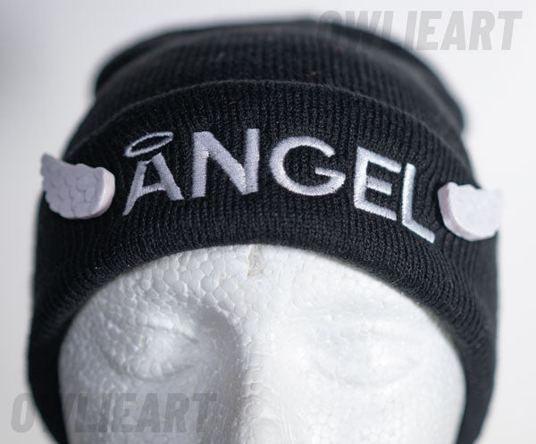 ANGEL beanie w/ winged beanie pins\ hat pins - owlieart