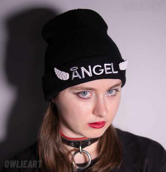 ANGEL beanie w/ winged beanie pins\ hat pins - owlieart