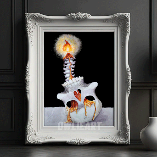 Skull Candle Art Print - owlieart