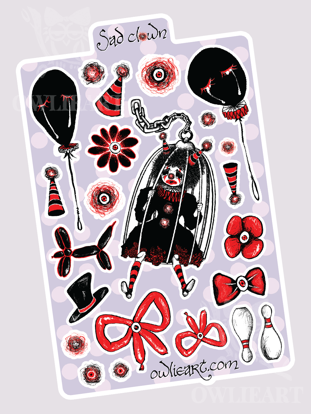 Sad Clown Sticker Sheet