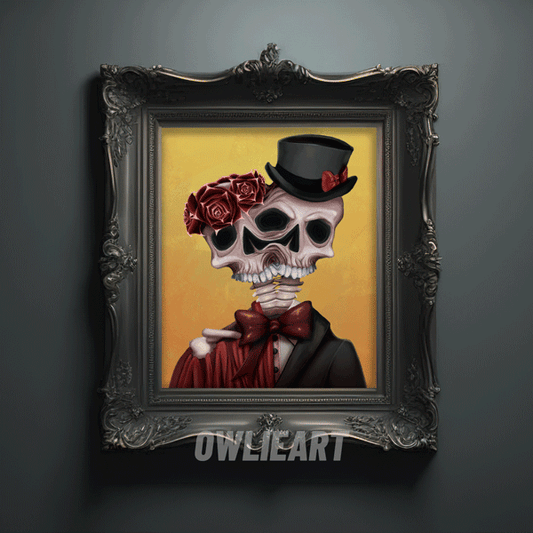 "Conjoined Skeletons" Art Print - owlieart