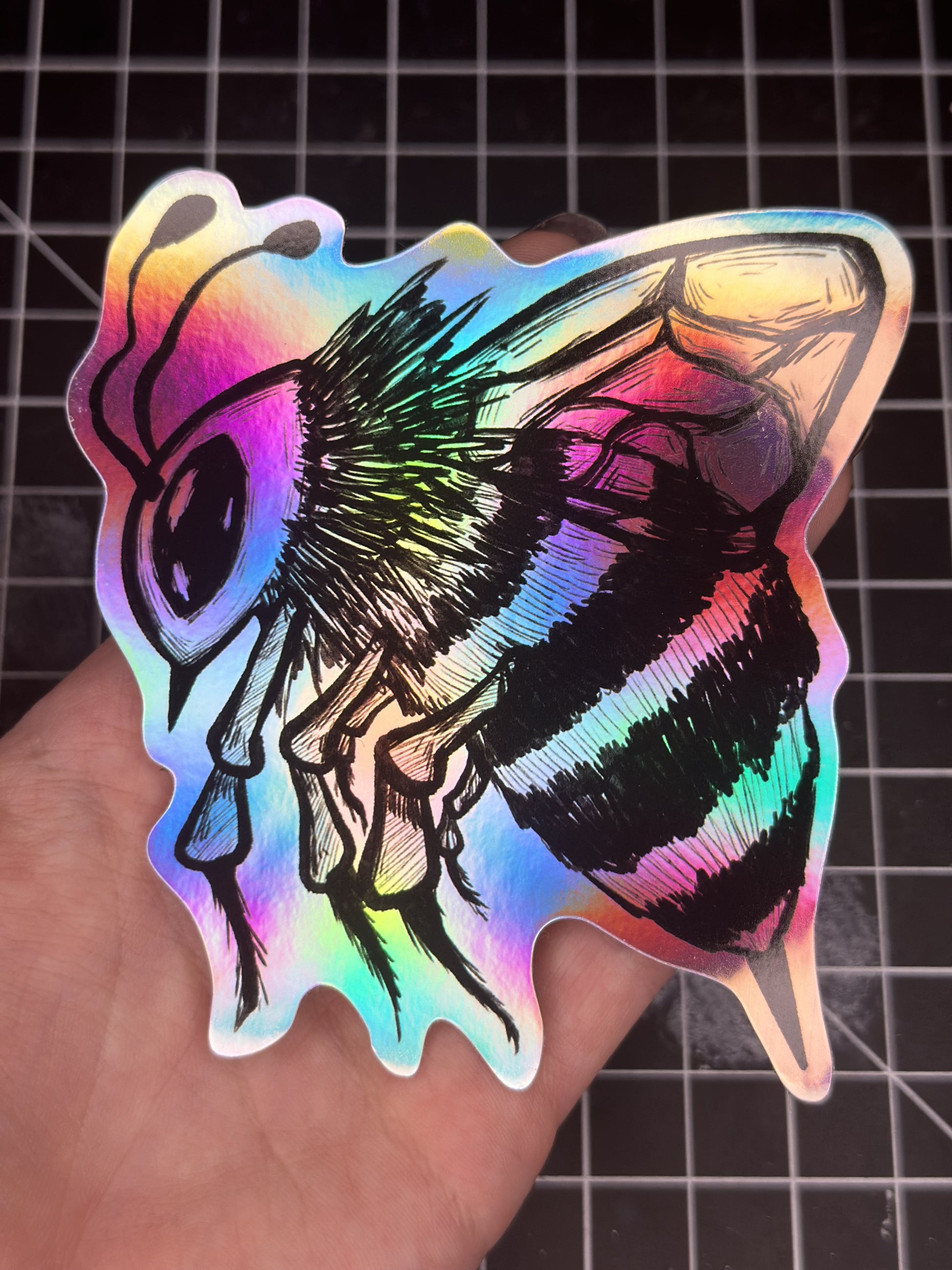 Bee Sticker Waterproof Vinyl Sticker Holographic variation - owlieart