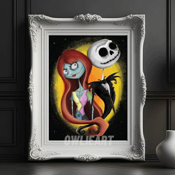 Jack and Sally Art Print - owlieart