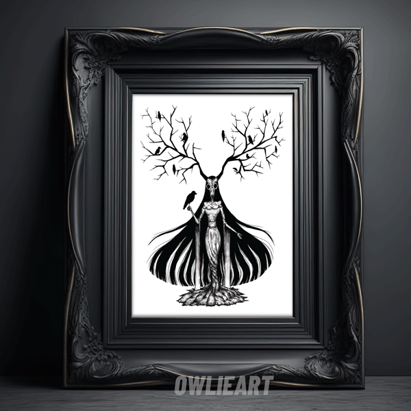 Mother crow Art Print - owlieart