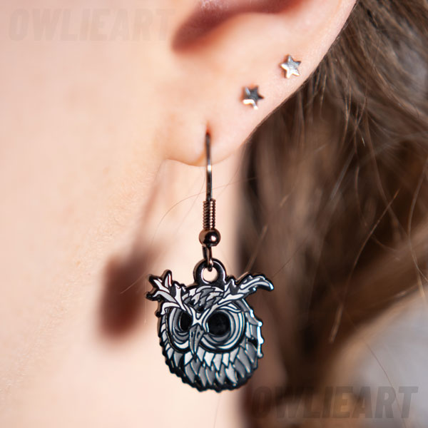 Owl Enamel Earring Dangles - owlieart