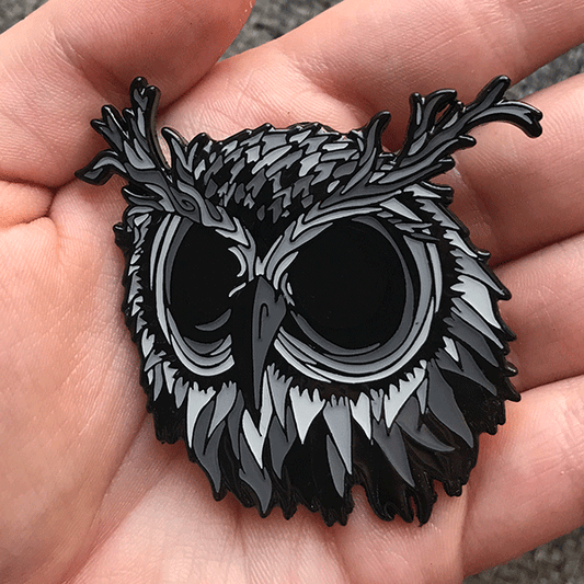 Creepy Owl Enamel Pin - owlieart