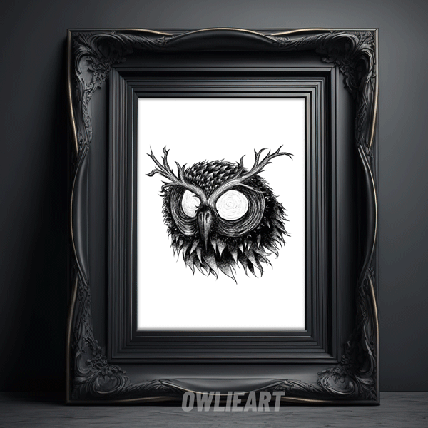 Creepy Owl Art Print - owlieart