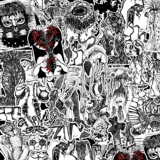 Plant Monster Sticker Pack, Creepy horror art inspired by plants