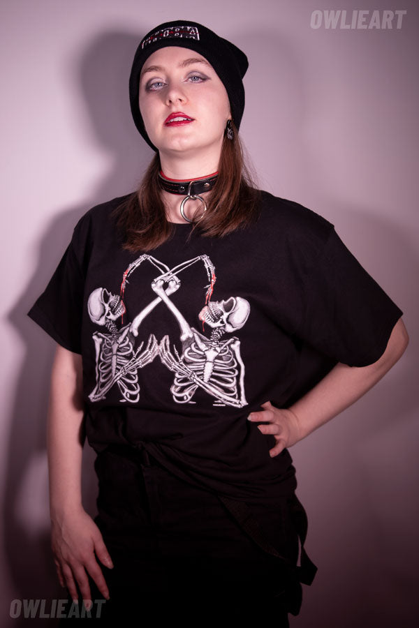 Skeletons drinking blood T-shirt - owlieart