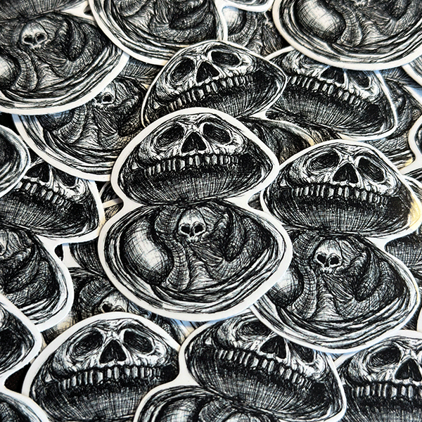 Skull Clam Vinyl Waterproof Sticker - owlieart