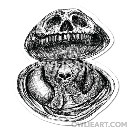 Skull Clam Vinyl Waterproof Sticker - owlieart