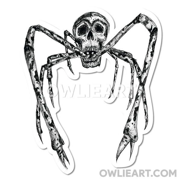 Skull Spider Crab Waterproof Vinyl Sticker - owlieart