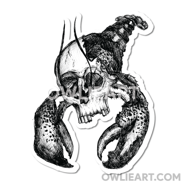 Skull Lobster Vinyl Sticker - owlieart