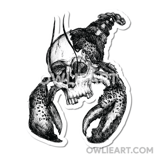 Skull Lobster Vinyl Sticker - owlieart