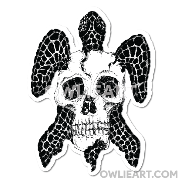 Skull Turtle Waterproof Vinyl Sticker - owlieart