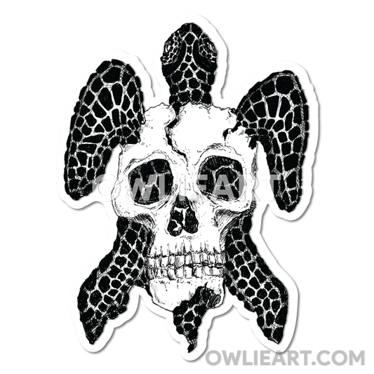 Skull Turtle Waterproof Vinyl Sticker - owlieart