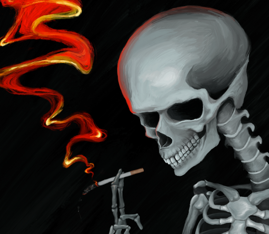 "Smoking Skull" Art Print - owlieart