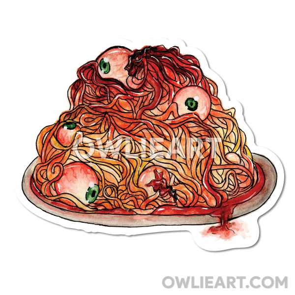 GOREmet food Spaghetti and eyeballs Waterproof Vinyl Sticker - owlieart