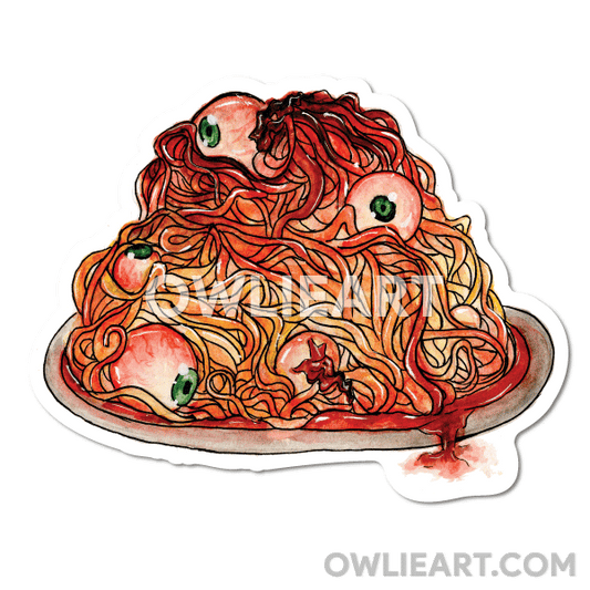 GOREmet food Spaghetti and eyeballs Waterproof Vinyl Sticker - owlieart